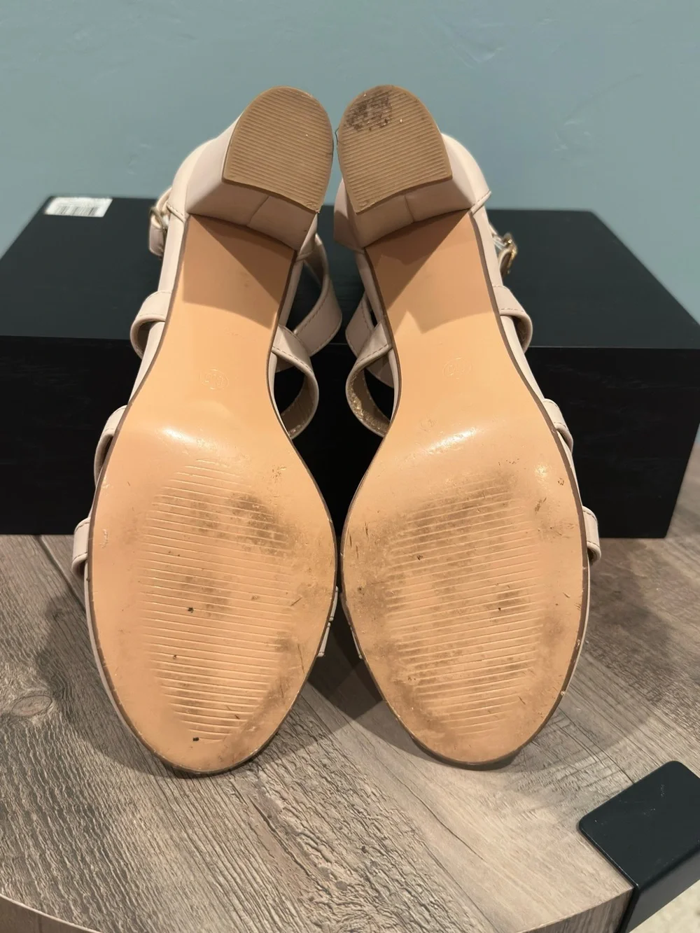 IDIFU IN3 Grace Nude Strappy Block Heel Sandals Size 8.5